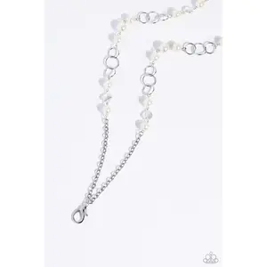 Modest Makeover - White Bead Silver Lanyard Necklace - Paparazzi