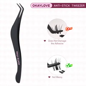 OKAYLOVE ANTI-STICK Tweezer for Self Adhesive Eyelashes No Mess  Lash Applicator  Easy Apply for Lash Clusters