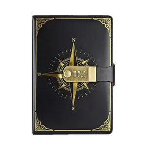 Single Vintage Password Lock Notebook Diary, Changeable Password, Retro Style, Ideal for Notes and Secrets, Durable Design