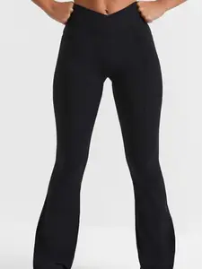 Flare Leggings  Pants  Tummy Control Crossover Waist and Wide Leg Womenswear