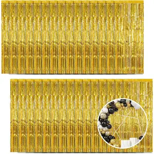 30 Pack  Foil Fringe Curtain Backdrop, 3.3x8.2  Metallic Tinsel Streamer Curtains Photo Booth Props for Birthday/Wedding/Graduation/ Shower/Christmas/ Year/Disco Party Decorations