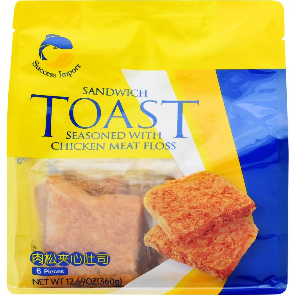 Success Import Savory Chicken Meat Floss Flavor Fresh Baked Toast Sandwich Bread, 6-Piece Ambient Snack Pastry, 12.69oz