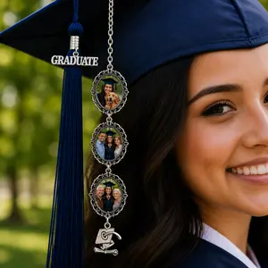 Personalized Graduation Memorial Tassel Charm, Custom Photo Graduation Cap Charm, Family Picture Grad Tassel Pendant, Senior Graduation Keepsake Gift for Her Class of 2026