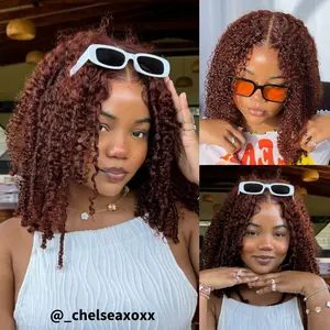 Beautyforever 13x4/ 7x5 Bye Bye Knots Pre Cut Lace Reddish Brown Kinky Curly and Jerry Curly Human Hair Wig