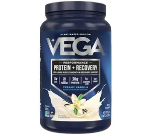 Vega Sport Vegan Protein Powder + Recovery - 30g Plant Based Protein per Serving, Vanilla, 20 Servings, 5g BCAAs, Probiotics, NSF Certified, For Shakes & Smoothies, 1.8lbs (Packaging May Vary)