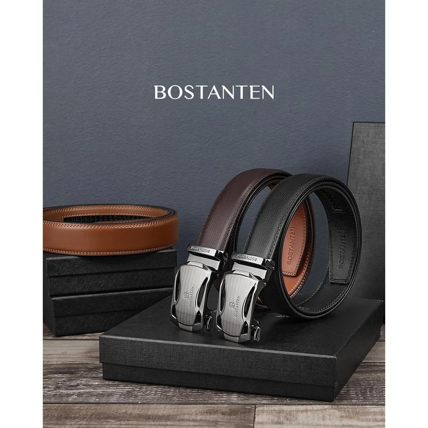 Mens Belt Leather 2 Pack Ratchet Belt For Men Dress and Casual with  Adjustable Buckle, Trim to Fit - TikTok Shop
