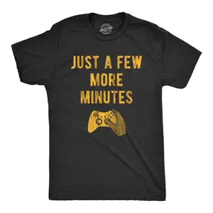 Mens Just A Few More Minutes T Shirt Funny Video Gaming Graphic Tee Gift for Gamer Mens Funny T Shirts Cool Vintage Fashion T-Shirt Gift Classic Menswear Nerd Apparel for Men Funny Gamer Short Sleeve Novelty Black