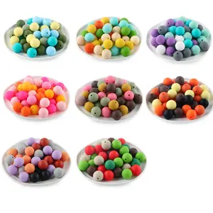 50pcs/bag  9/12/15mm/Silicone Solid Color Bead Assortment, Five-Color Mix, DIY Bead Set for Crafting Necklaces, Bracelets, Beaded Pens, Diy Mix Beads
