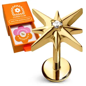 Cords Club-Estrella Flat Back Stud in ASTM F136 Implant Grade Titanium with 18 GA Post and 3mm Diameter Back Disc