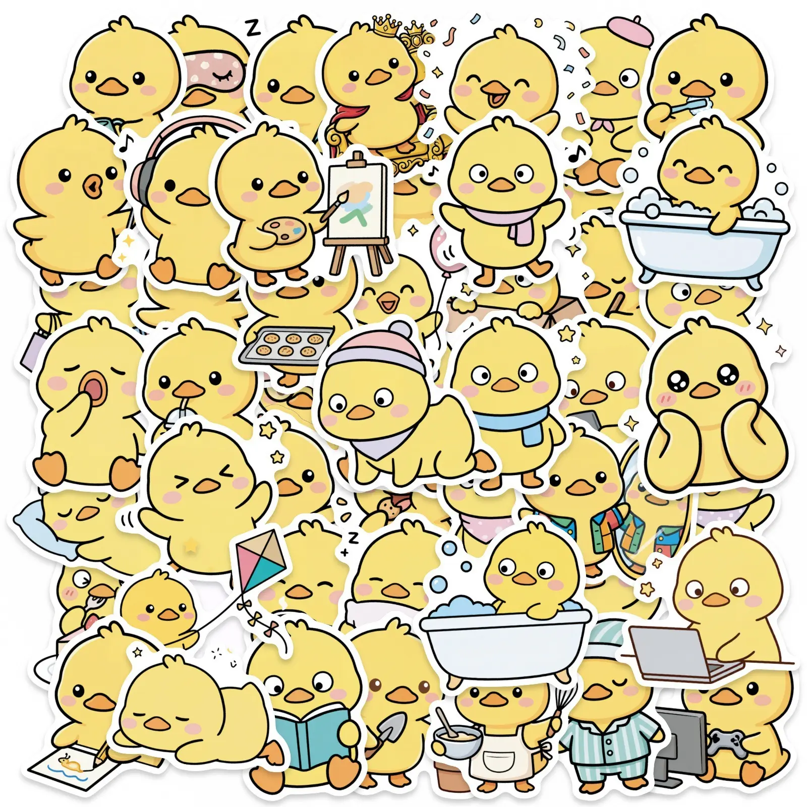 50 Cute Cartoon Duck Stickers Set, Sticker Packs, Sticker Decals, Decorative Decal, Perfect for Scrapbooks, Journals, Laptops, Water Bottles, Cars, Positive Message Gifts