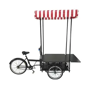FixtureDisplays? 24 Tire Black Tricyle Vending Cart Ice-cream Wagon Flower Cart Kiosk Farmers Market Booth Collapsable Back 10052