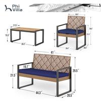 Brown Rattan & Navy Cushion