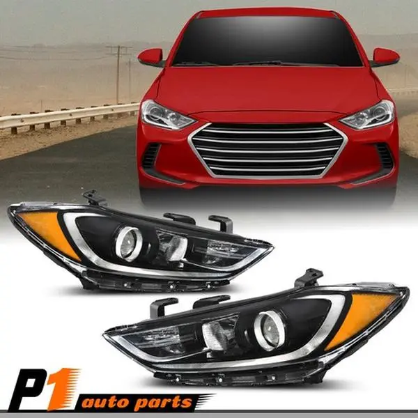 Pair Headlight Replacement Left Right Fit for 2017 2018 Hyundai Elantra Halogen
