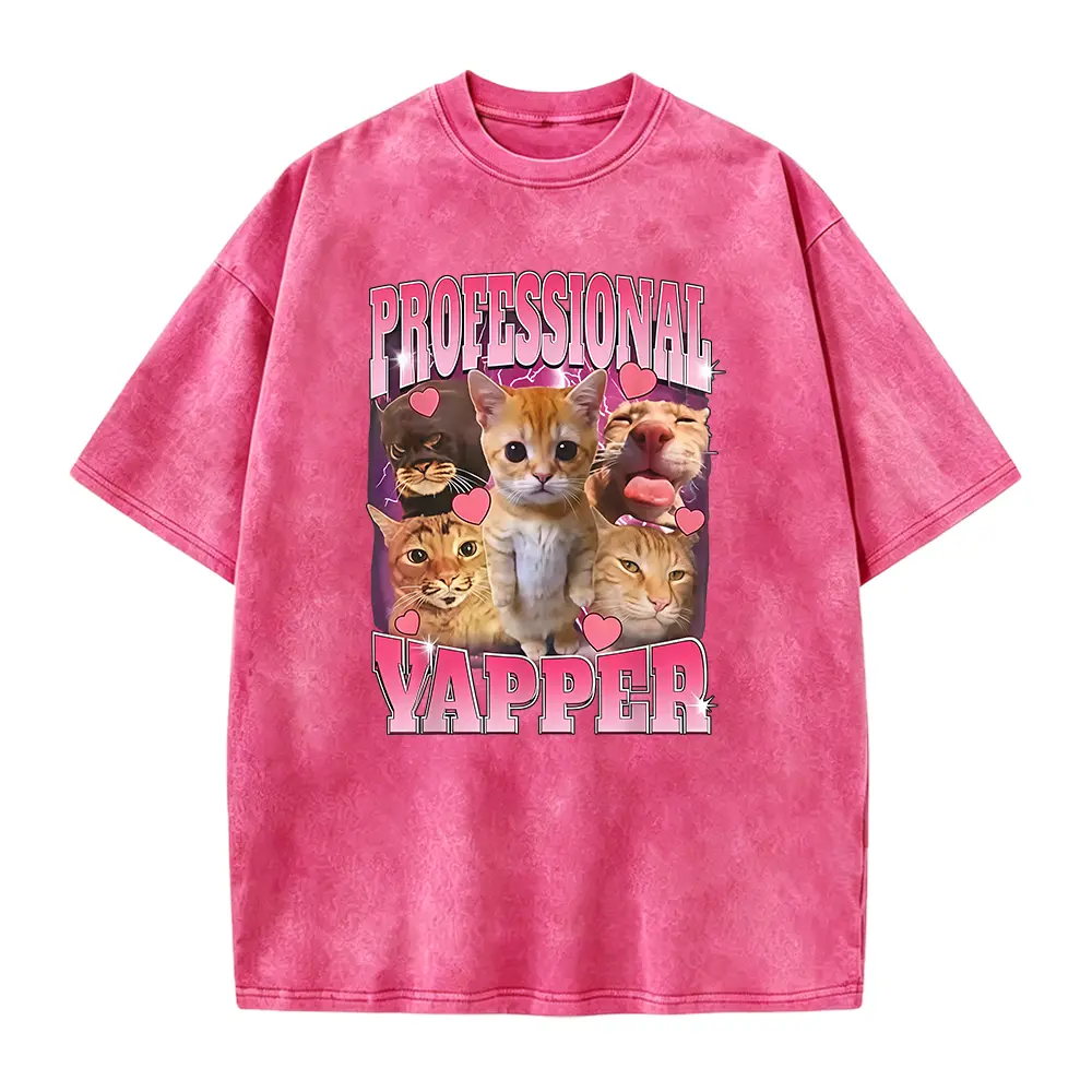 Summer t Shirts Professional Yapper Cat Funny Meme T-Shirt,Unisex Crew neck T-shirt for Men And Women,Casual Summer T-Shirt with Crew Neck,Heavyweight 100% Cotton