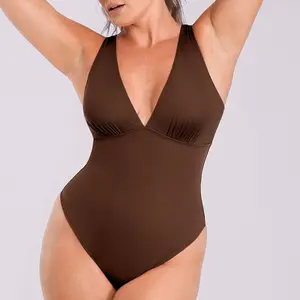 Shapellx AirSlim Deep V-Neck Cross Back Shaping Bodysuit