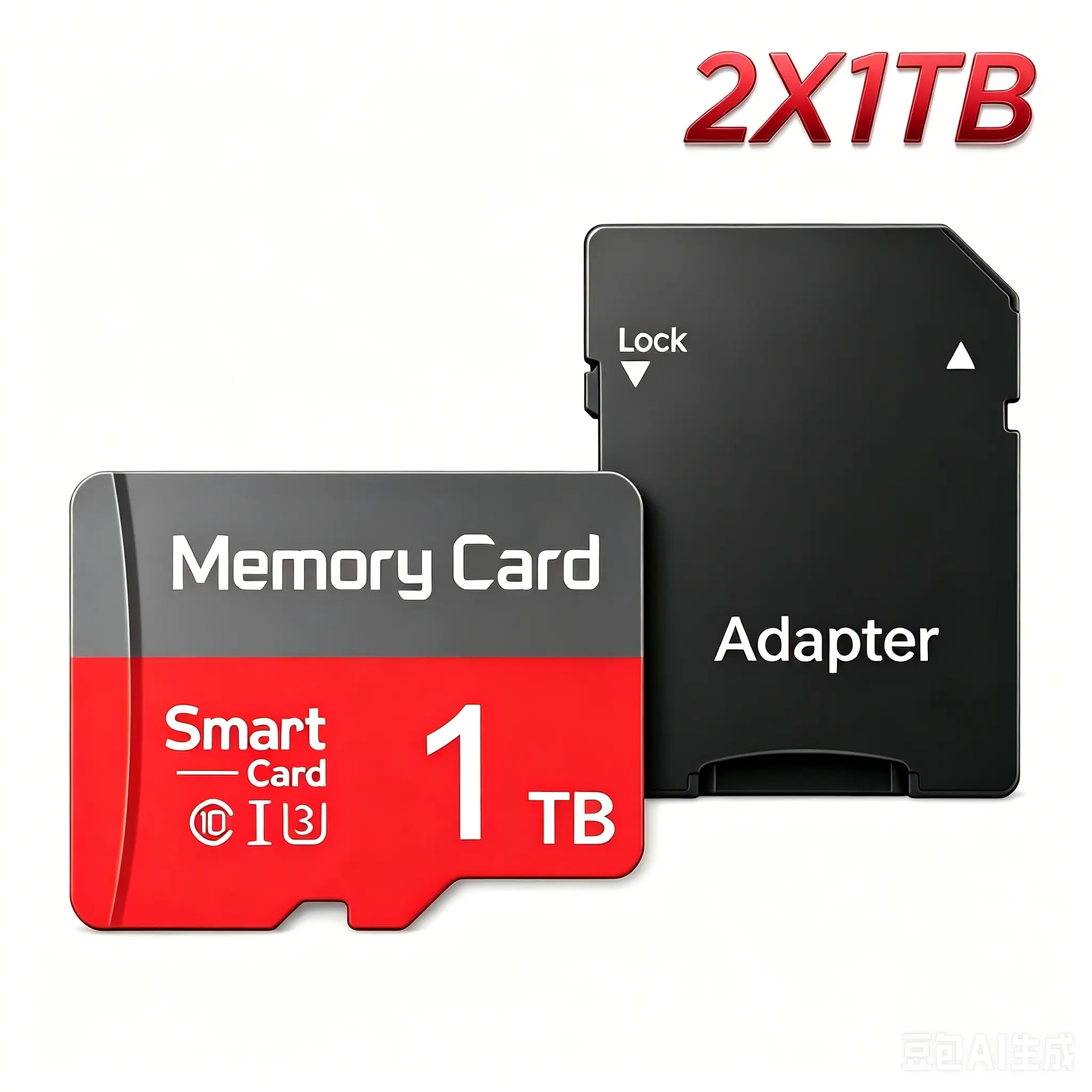 2 PCS Micro TF SD Cards with Adapter for Car Audio, Durable SD Memory Card for Mobile Phones, 1TB MicroSDXC Card for Dash Cams, Micro SD Card & SD Card for Surveillance Cameras and PC Files