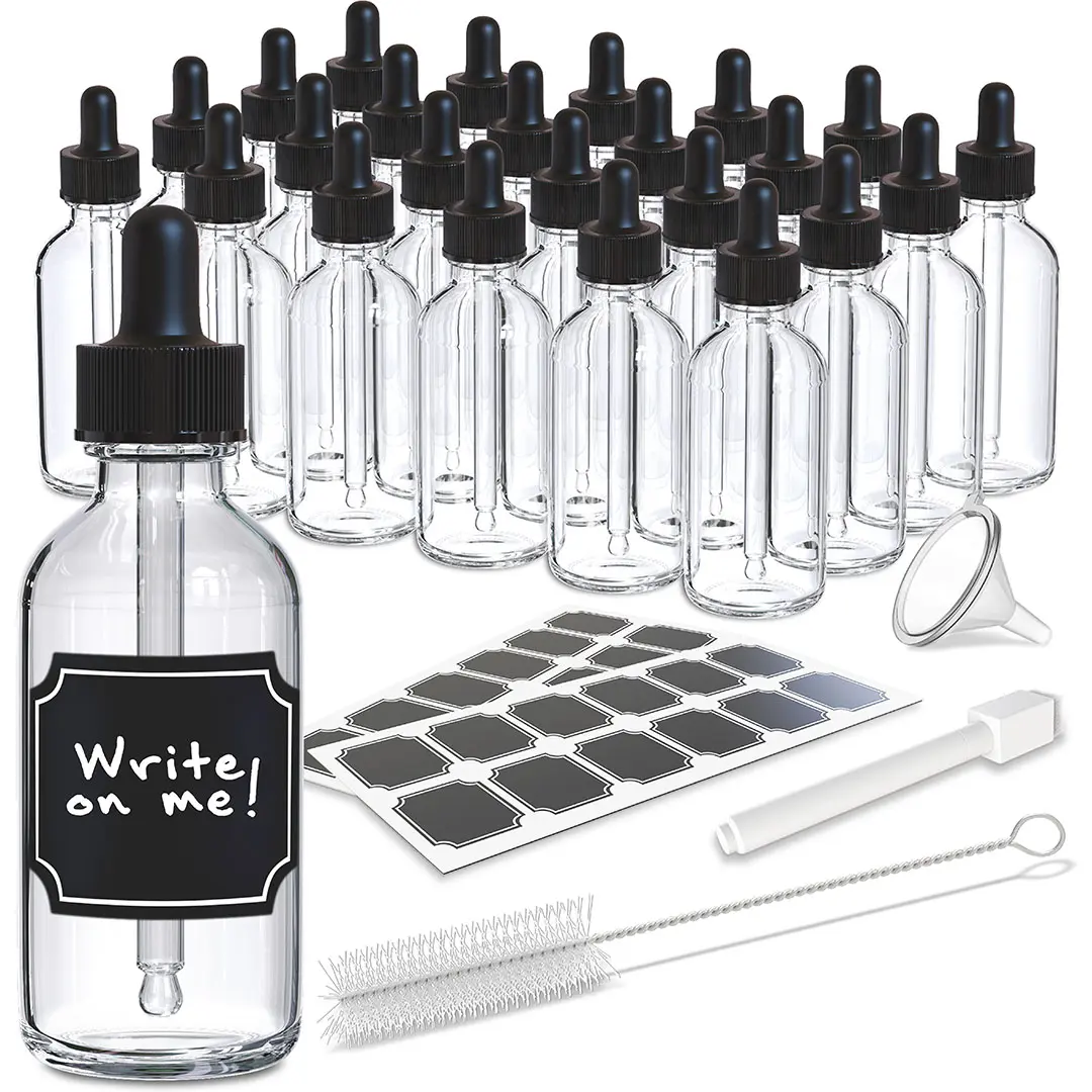 Nevlers 2 Oz Leakproof Clear Glass Dropper Bottles