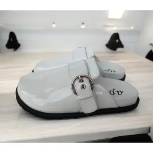 White Aphrodite Patent Leather Slides