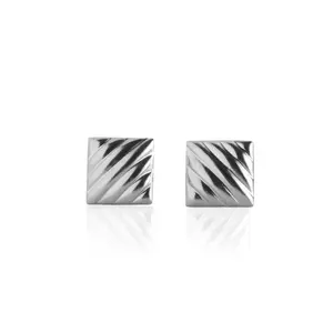 Silver Lined Square Stud Earrings