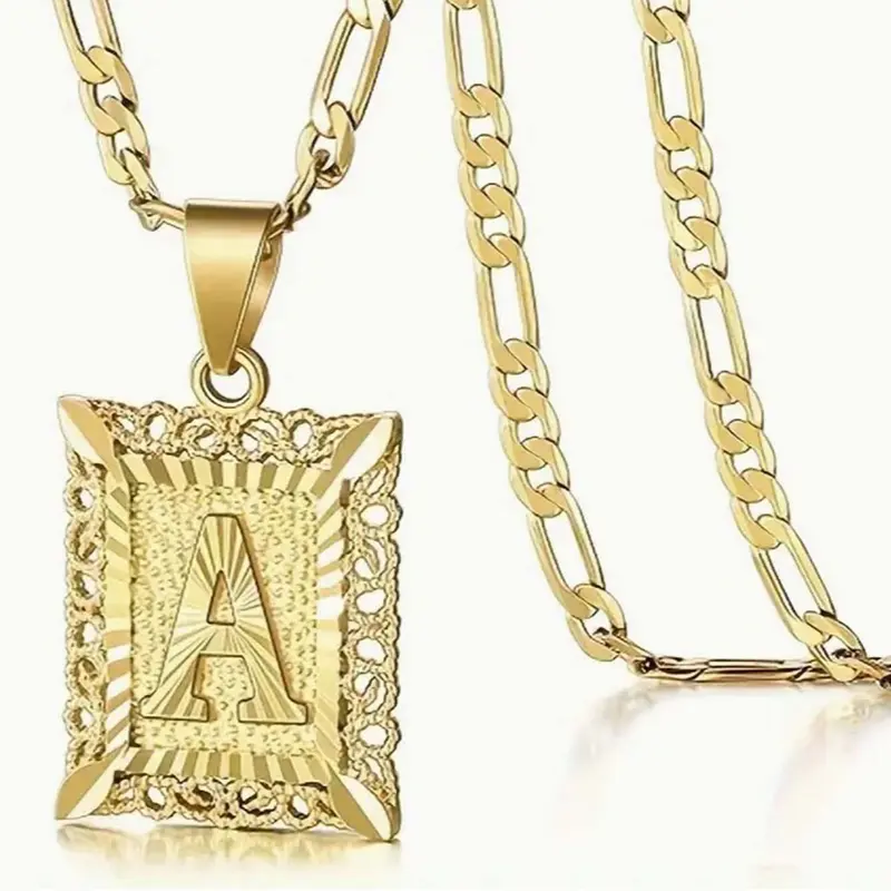 Unisex Metal Coated Alphabet Pendant Necklace - A-Z Initial Chain Jewelry, Casual Daily Simple Elegant Gift for Men, Ideal for Birthday & Special Holiday, Chains