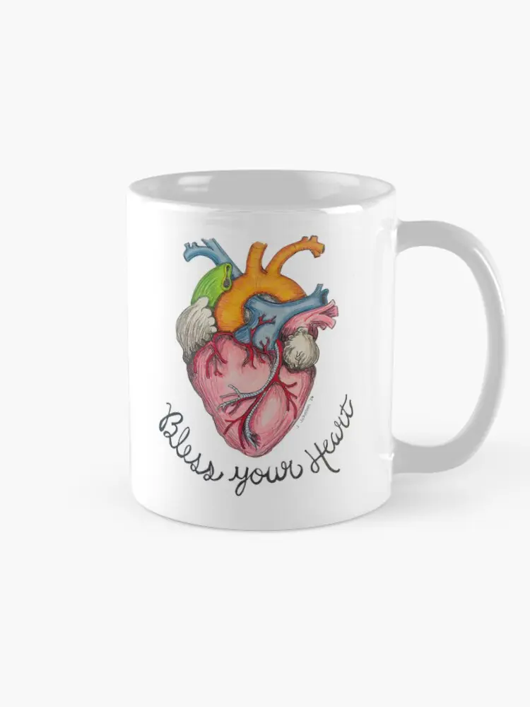Anatomic Heart Quote Coffee Mug, Vintage Anatomical Ceramic Cup, Cool Science Graphic Drinkware, Unique Medical Merch Gift Idea