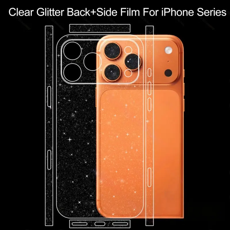 Water Gel Film for Apple iPhone 17 Pro Max/17 Pro, Full Back Cover + Side Frame Protection, Protective Scratch-Resistant Durable PVC Soft Film, Sparkling Diamond Screen Protector, Cellphone Accessories