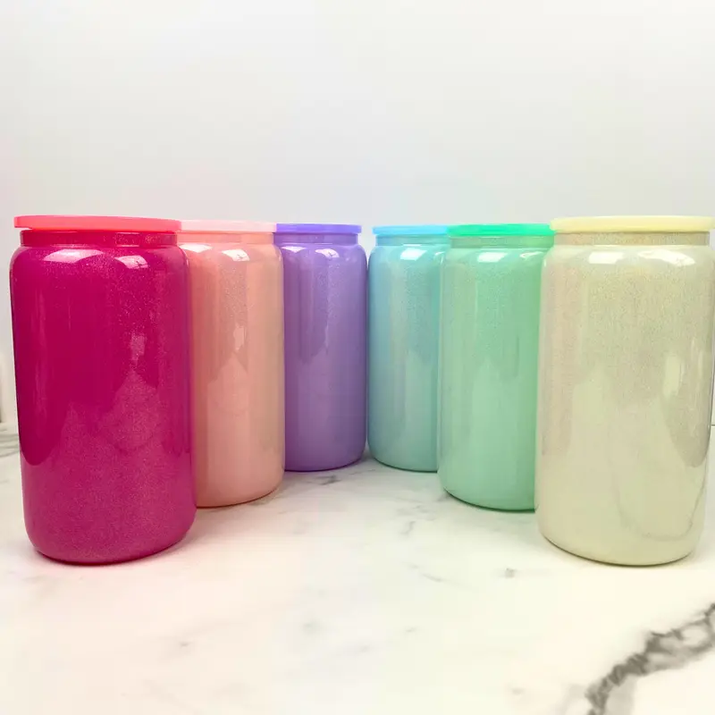 16 oz Shimmer Glass, Wholesale Cups, Drinkware, Reusable Cup, Glassware, Tumbler