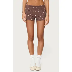 Edikted Women's Chelsie Polka Dot Foldover Shorts