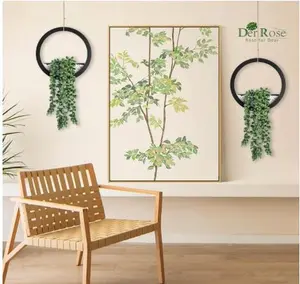2 Pack Fake Plants Hanging Artificial Succulents Plants in Black Pots for Living Room Bathroom Accessories Boho Wall Decor