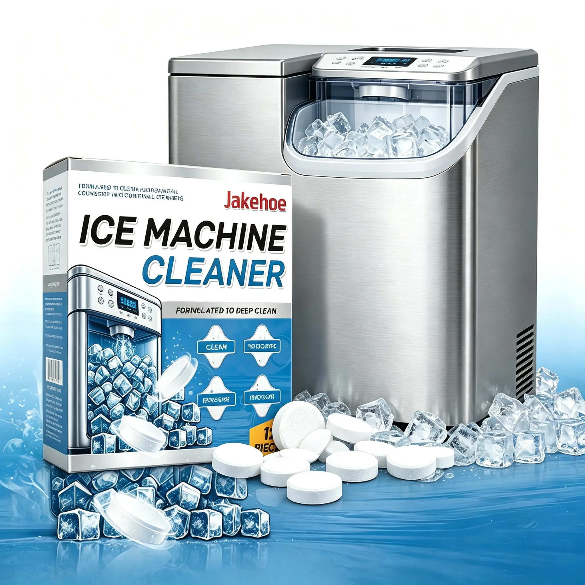 12pcs Ice Machine Cleaner Tablet, Ice Machine Cleaner, Household Cleaning Tablet for Household Ice Maker Cleaner, Kitchen Cleaning Supplies, Ice Machine Maintenance, Gentle Cleaning Formula, Safe Ingredients, Home Cleaning Detergent Set