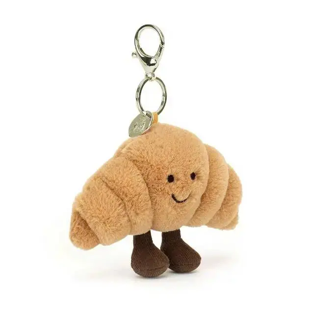 Jellycat Amuseables Croissant Bag Charm – Cute Mini Stuffed Animal Keyring, Soft Bag Charm, Birthday Gift for Kids & Collectors Bag Decor Bag Pendant Keychain