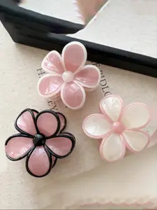 Women's Elegant Floral Color Block Hair Claw Clips, Hair Claws Set, 8.5cm/3.35in Medium Size, Cute Flower Design, Perfect for Daily Use, Parties, Gifts