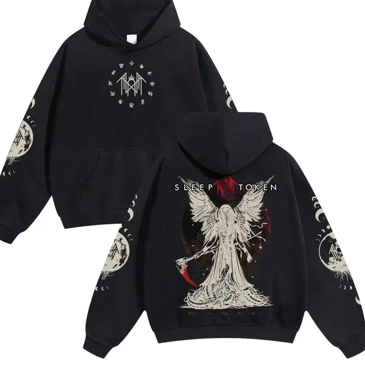 Sleep Token Unisex Hoodie For Autumn Winter Thick Warm Sleep Symbol Fan Style Retro Print Versatile For Ins Street Style Couples Outfits Top Choice For Boyfriend Gift Fabric Menswear Casual Fit