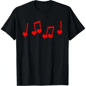 Music Note Valentines Day Hearts Cute Music Teacher Girls T-Shirt Made in USA