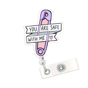 1pc Retractable Badge Holder with Retractable Mechanism & Playful Badge Design - Durable ID Name Tag for Nurses, Doctors, Healthcare Staff - Clip-On for Hospital Uniforms, Scrubs, Name Tags