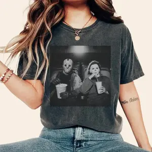 Michael Myers and Jason Voorhees Shirt, Horror Movie Characters, Halloween Party Tshirt, Spooky Season Shirt, Friday The 13th Tee