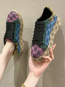 Full Diamond Thick Sole Sport Casual Walking Shoes, Unique Design Handmade Embellished Luxury Thong Dad Sneakers, Party Banquet Multi-Scene Cool Women's Shoes