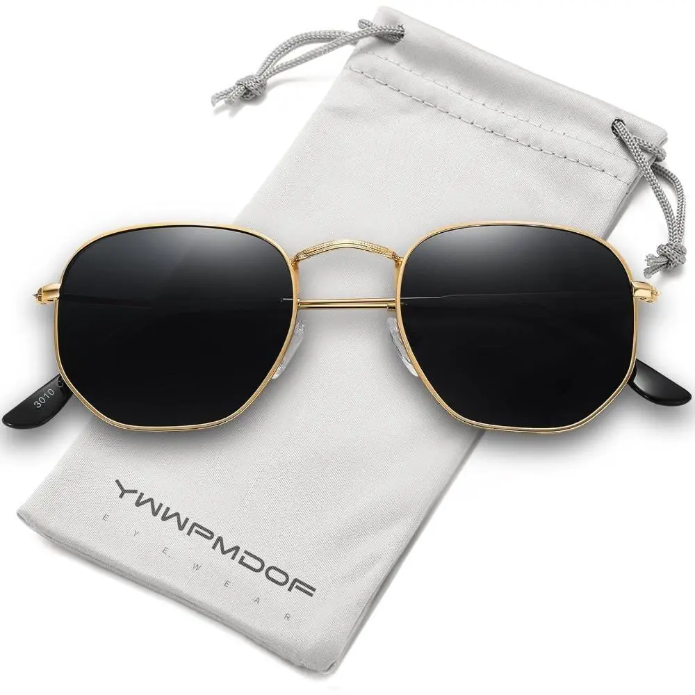 Unisex Lightweight Hexagonal Sunglasses - Stylish Ultra-Light Metal Frame, Polarised Lenses, UV400 Lens, UV-Protection Lens for Sports Running & Outdoor Leisure, Unisex Lightweight Sunglasses, Stylish Sunglasses