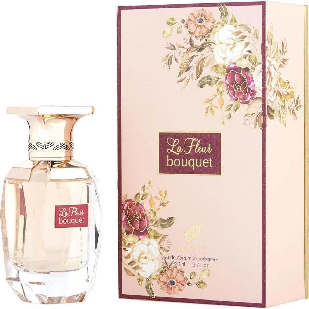 Afnan La Fleur Bouquet Women's Eau de Parfum (EDP) - 2.7 fl oz (2-2.9 fl oz Range), Refreshing Elegant Floral Fragrance with Citrus Rose, Exotic Botanicals, Sweet Powder Notes, New Box Packaging, Women's Fragrance, Fragrance Scent Perfume