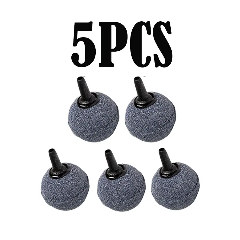 5 Piece Stone Bubble Oxygen Diffusers, Aeration Sphere Air Stones for Aquariums, Ponds, Hydroponic Systems, No Charging Needed, No Battery Required