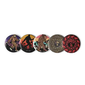 Bigfoot & Mandala Mix Pin Button Set