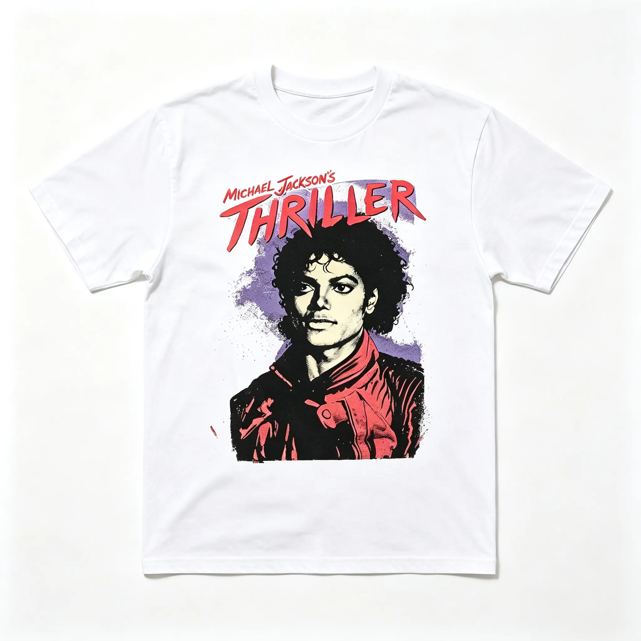 Michael Jackson Thriller Red Jacket Album Cover Graphic Tee Soft Cotton Breathable Comfortable Relaxed Fit for Music Fans Daily Casual Wear Unisex's T-Shirt