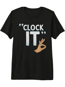 Men's Funny Clock It Meme Sigma Slang Graphic T-Shirt - Viral Slogan Short Sleeve Casual Tee with Pointing Finger Design Tri-Blend Fabric for Gym & Casual Attire All-Season Round Neck Shirt F Same Style for Men and Women 2026 Summer Short-sleeved