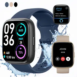 Wearable Fitness Smartwatch with Alexa, Built-in Alexa, IP68 Waterproof Design, Sports Health Monitoring, 100+ Exercise Modes, Compatible with iOS and Android for Active Lifestyle, Can be a Gift for Men and Women.