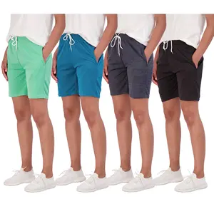 Real Essentials 4-Pack: Women's 7" Mesh Quick-Dry Bermuda Active Athletic Long Shorts with Pockets (Available in Plus Size)