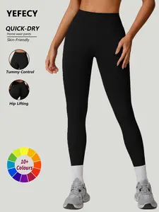 Women's Solid Color Yoga Tight Pants, Sculpting Leggings, Abdominal Shaping Comfortable Fit, Suitable for Sports Fitness and Daily Wear, High Waist Striped Design, Yoga Workout Pants