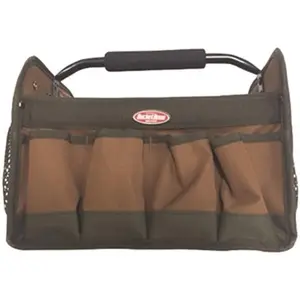 212 MAIN Hard Tote Tool Bag Organizer - 70012 Pull'R Holdings Poly Gatemouth Design with Steel Handle, Tool Pockets, and Zipper Pocket