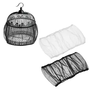 PETAXCELL Bird Cage Seed Catcher, Bird Cage Net Cover Seeds Guard, Universal Birdcage Accessories, Black/White, Circumference 31.5"-43.3", Height 7.9" for Parrot Cockatiel Enclosures