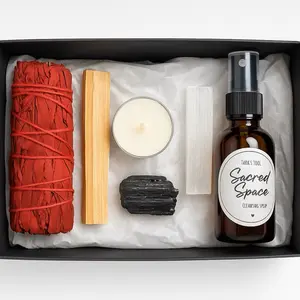 Sacred Space Home Cleansing Kit with Sage for Energy Cleanse Holiday Clearing Aura Reset Tools Hand Crafted Tools Intentional Blends Easy Ritual Guide