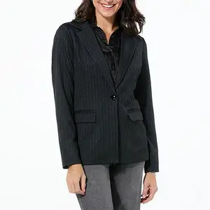 Curations x Nicole Hickl Pinstriped Knit Blazer